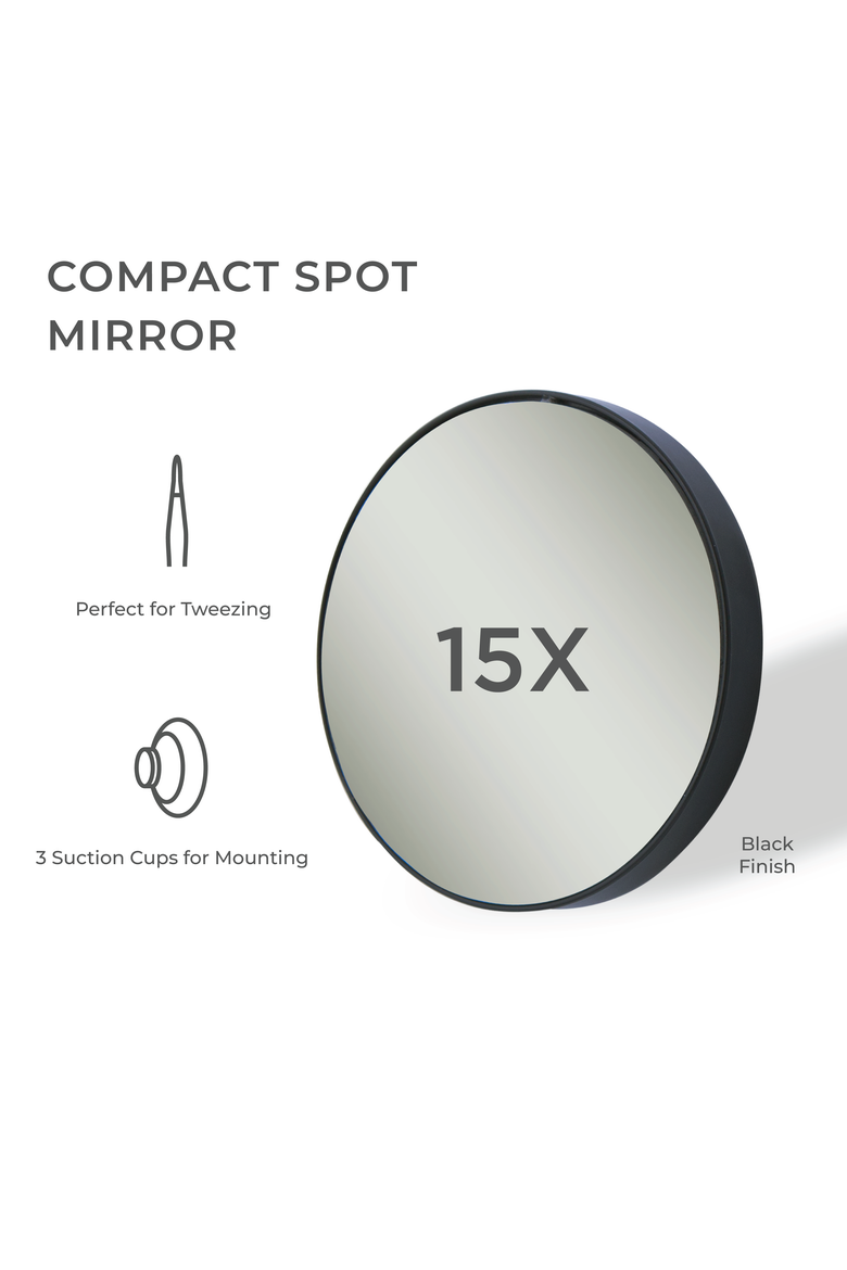 Compact Mirror with 15X Magnification & Suction Cup, Alternate, color, Black
