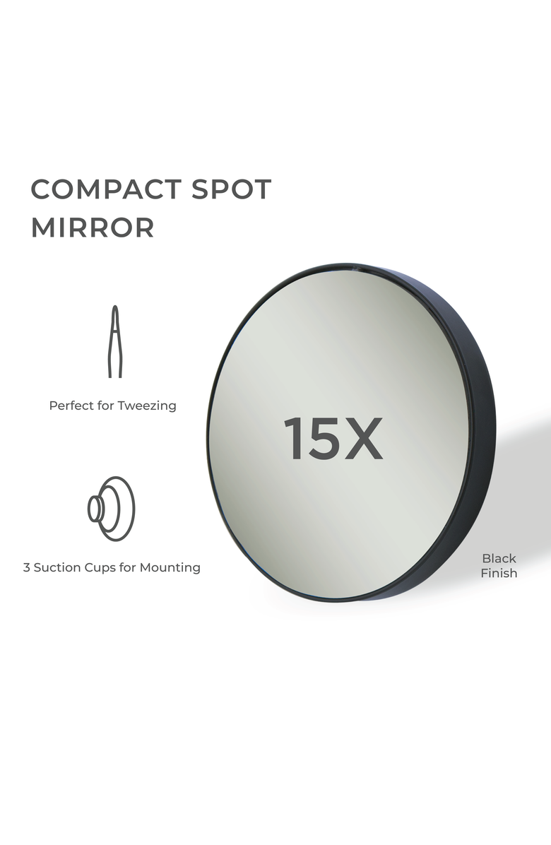 Zadro Compact Mirror with 15X Magnification & Suction Cup, Alternate, color, Black