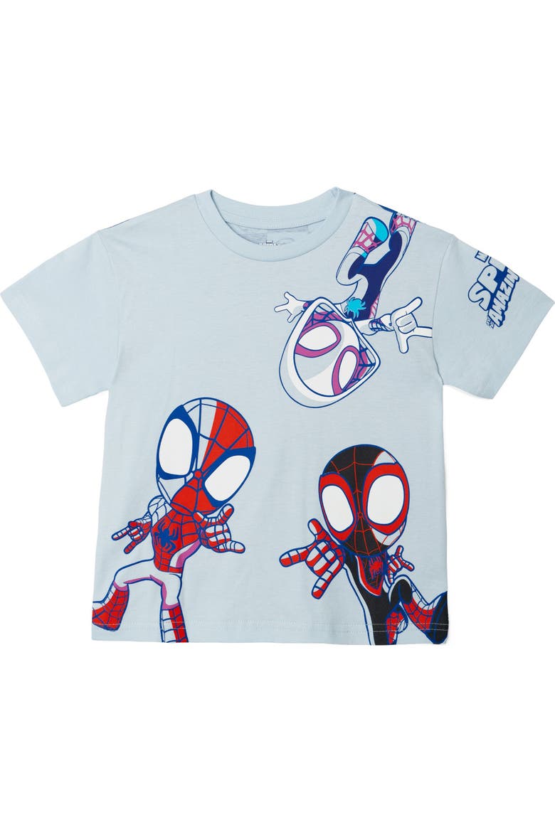 Spidey and His Amazing Friends Short Sleeve T-Shirt, Alternate, color, Blue White Checker