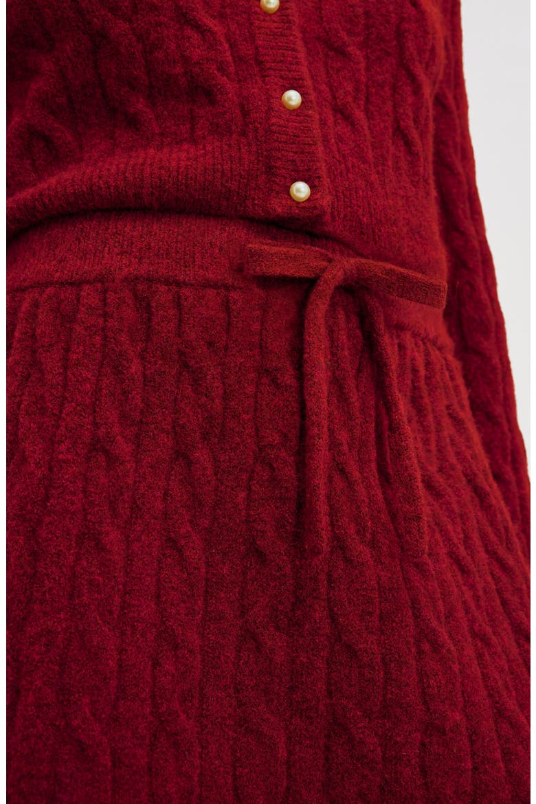 Cable Knit Miniskirt, Alternate, color, DARK CHERRY