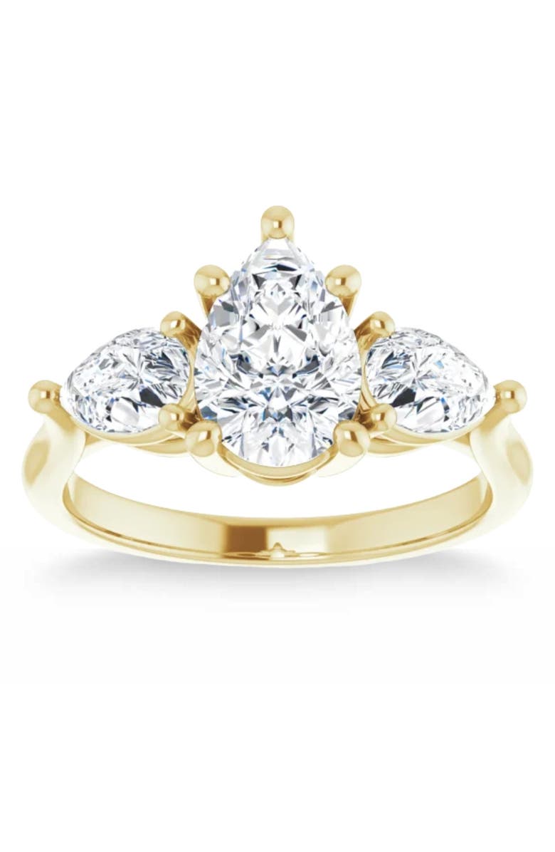 Bliss Diamond 2Ct TW Pear Shape Three Stone Diamond Engagement Ring in 14k Gold Lab Grown, Alternate, color, 14K White Gold