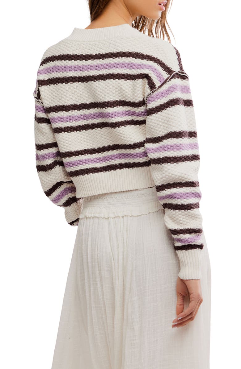 Free People Lila Stripe Cardigan, Alternate, color, Ivory Combo