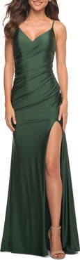 La Femme Sleeveless Jersey Mermaid Gown