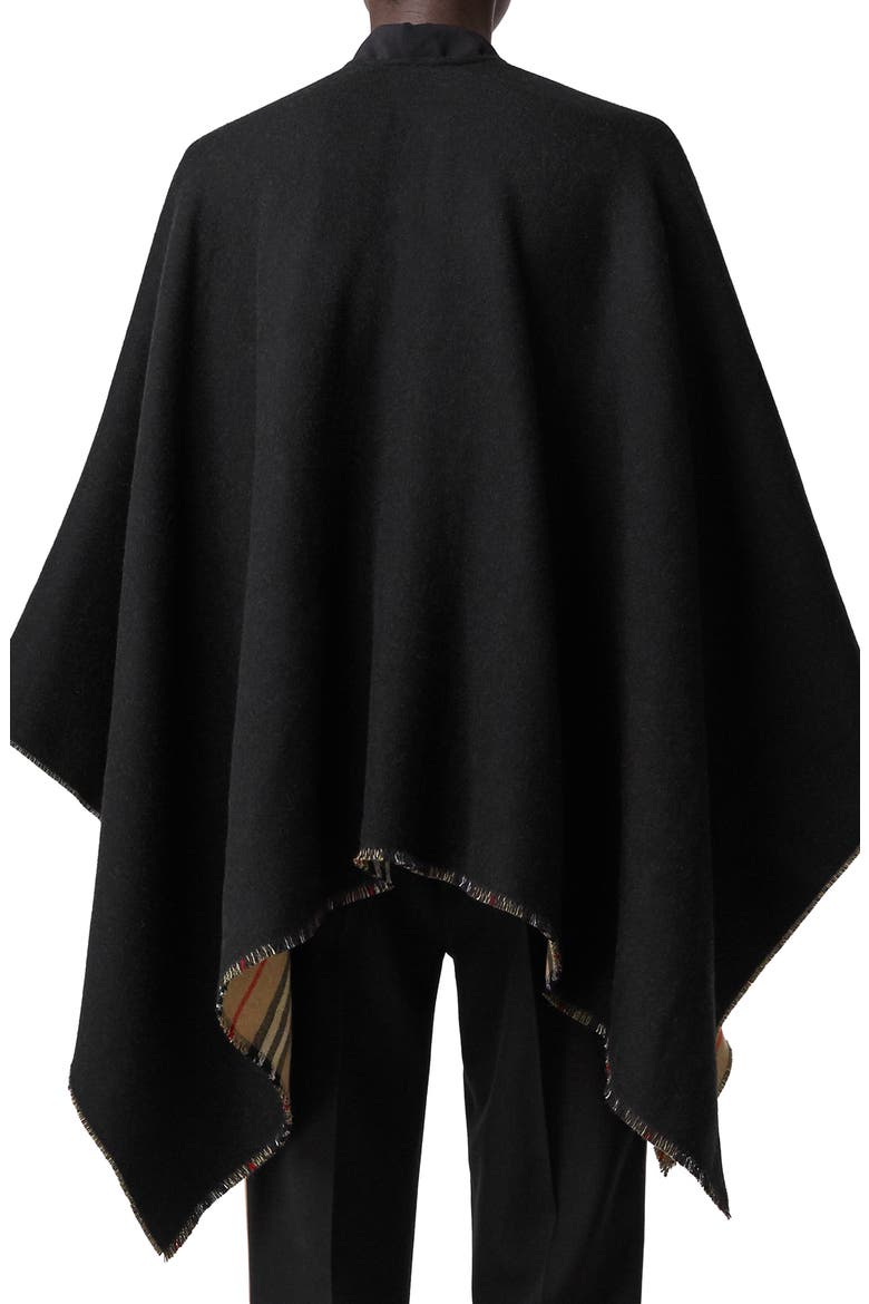 Icon Stripe Reversible Wool Cape, Alternate, color, BLACK/ ARC BEIGE