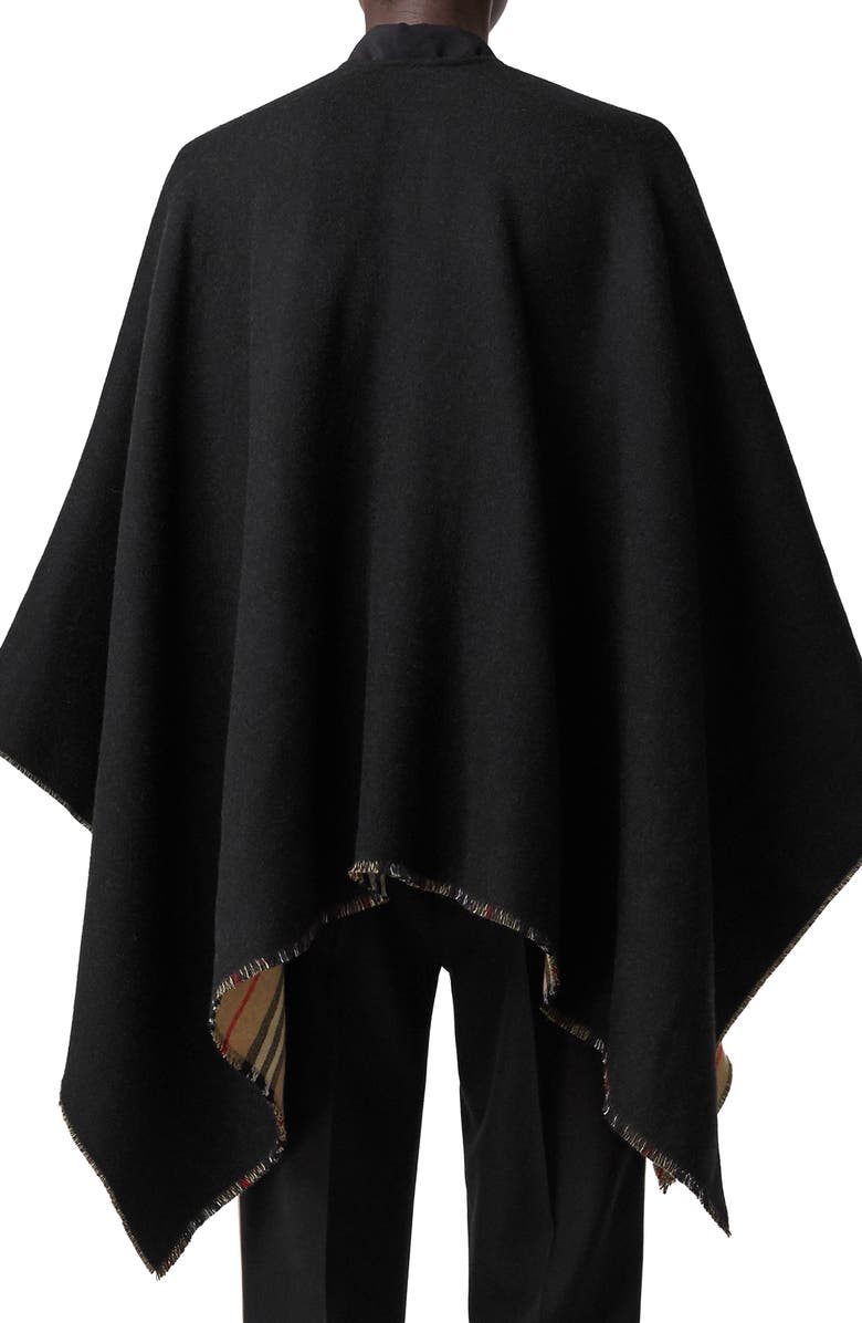 Burberry Icon Stripe Reversible Wool Cape, Alternate, color, 