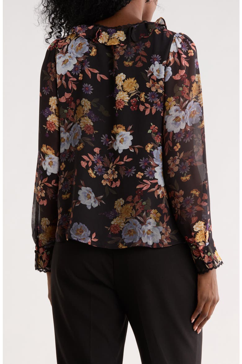 Ruffle Lace Trim Top, Alternate, color, RICH BLACK
