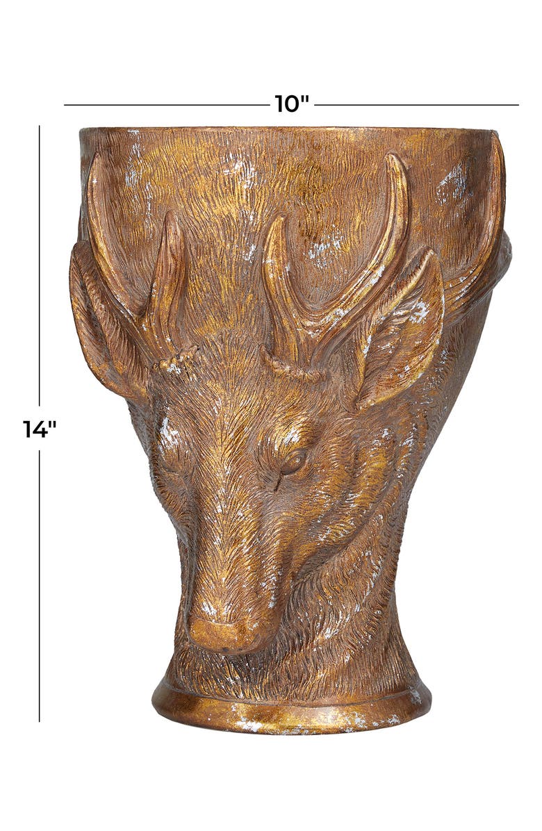 GINGER BIRCH STUDIO Bronzetone Polystone Traditional Deer Planter, Alternate, color, Bronze
