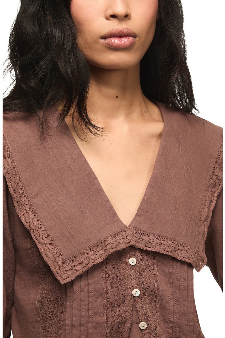 Lace Peplum Top, Alternate, color, PEPPERCORN