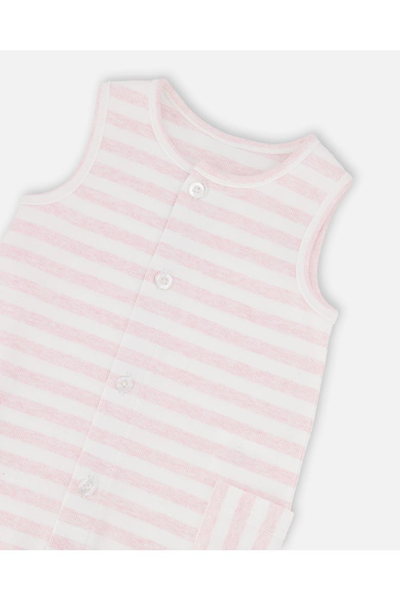 Sleeveless Cotton Striped Romper, Alternate, color, White & Pink Stripes