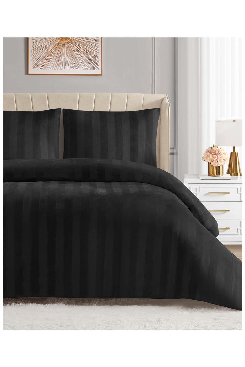 Jenny Velour Comforter Set, Alternate, color, BLACK