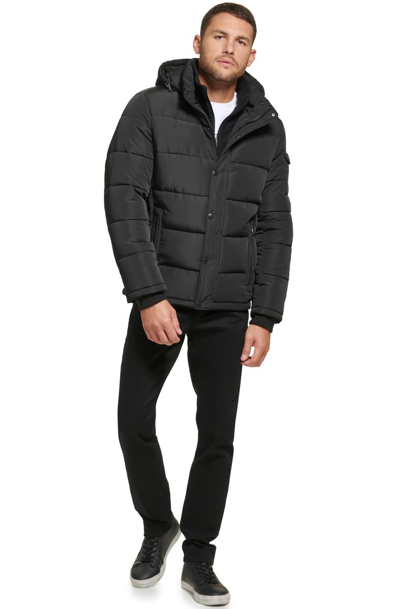 Calvin Klein Water Resistant Fleece Bib Hooded Puffer Jacket, Alternate, color, 
