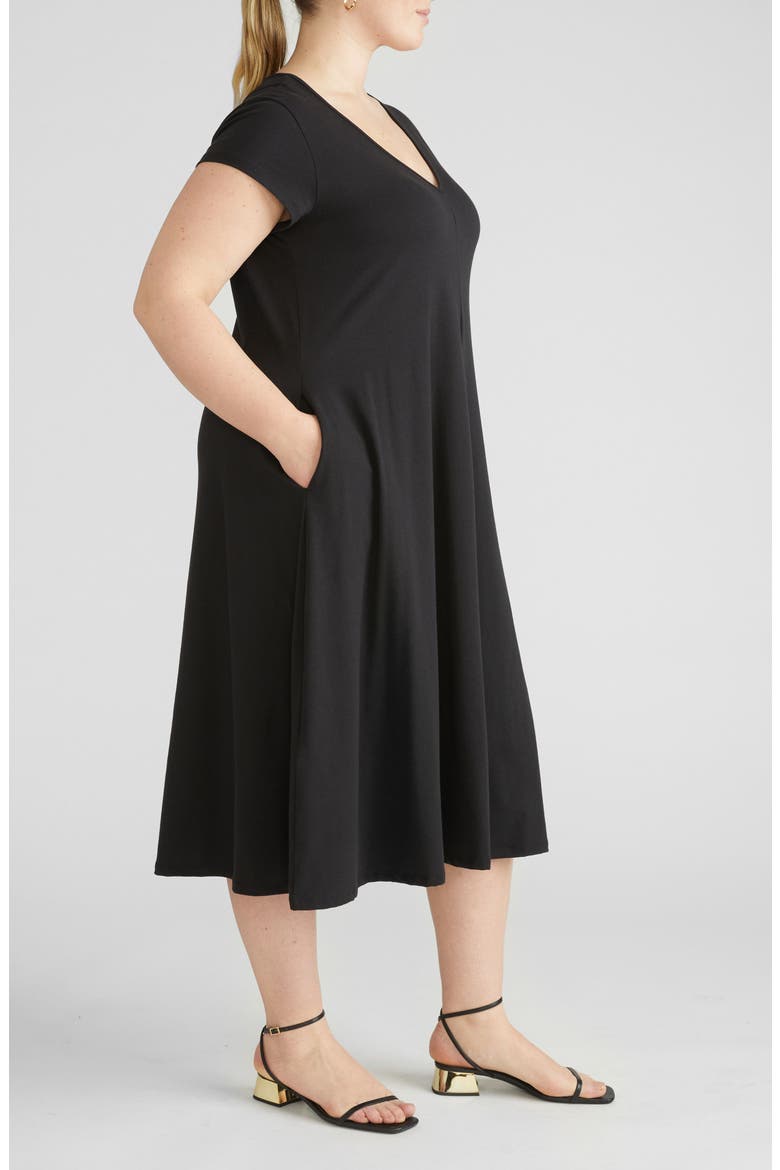 Danna Jersey Midi Dress, Alternate, color, BLACK