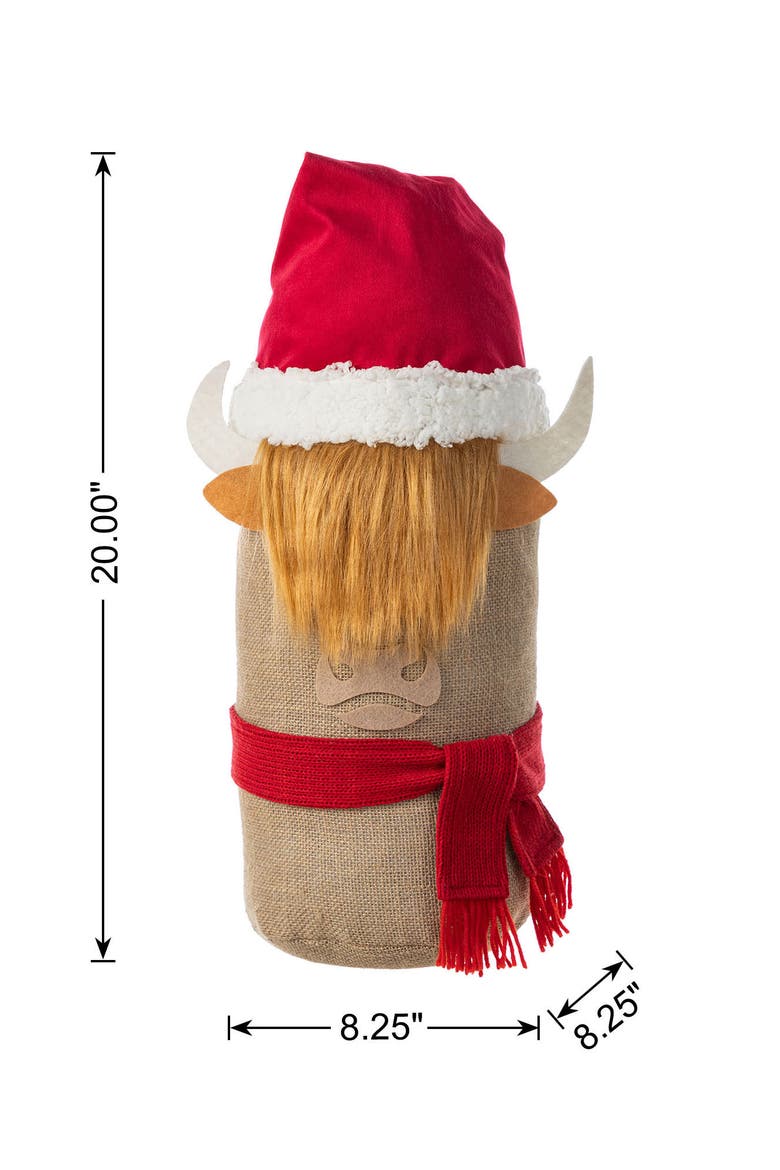 20"H Christmas Linen Highland Cow Doorstop Porch Decor, Alternate, color, Red