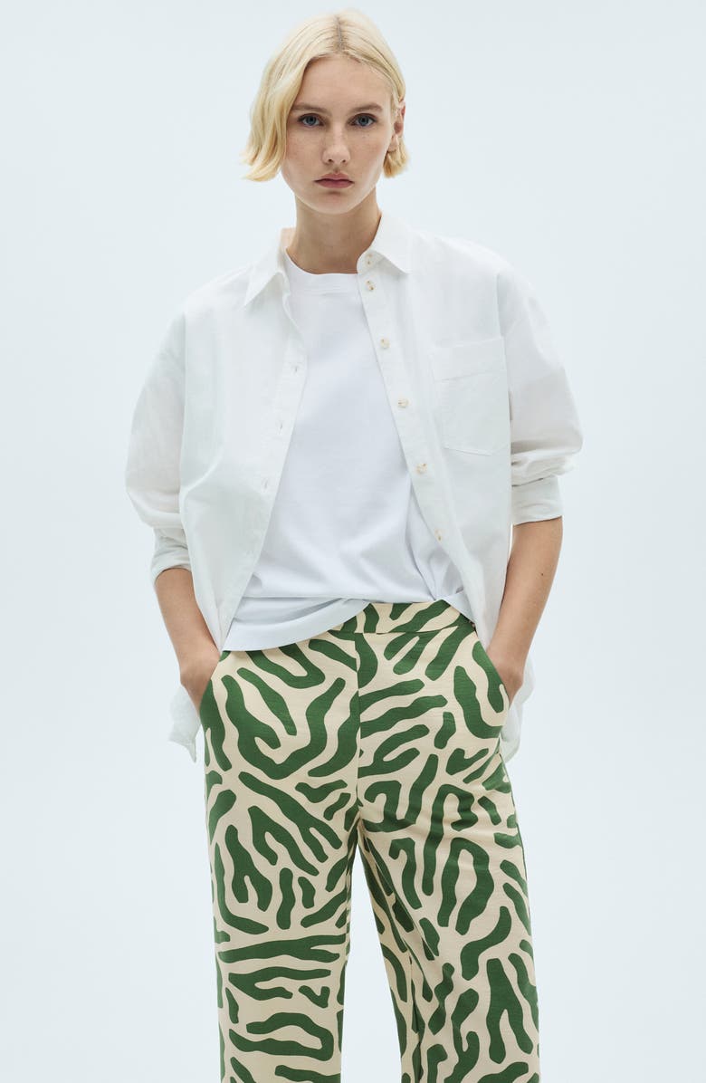 MANGO Print Straight Leg Pants, Alternate, color, Green