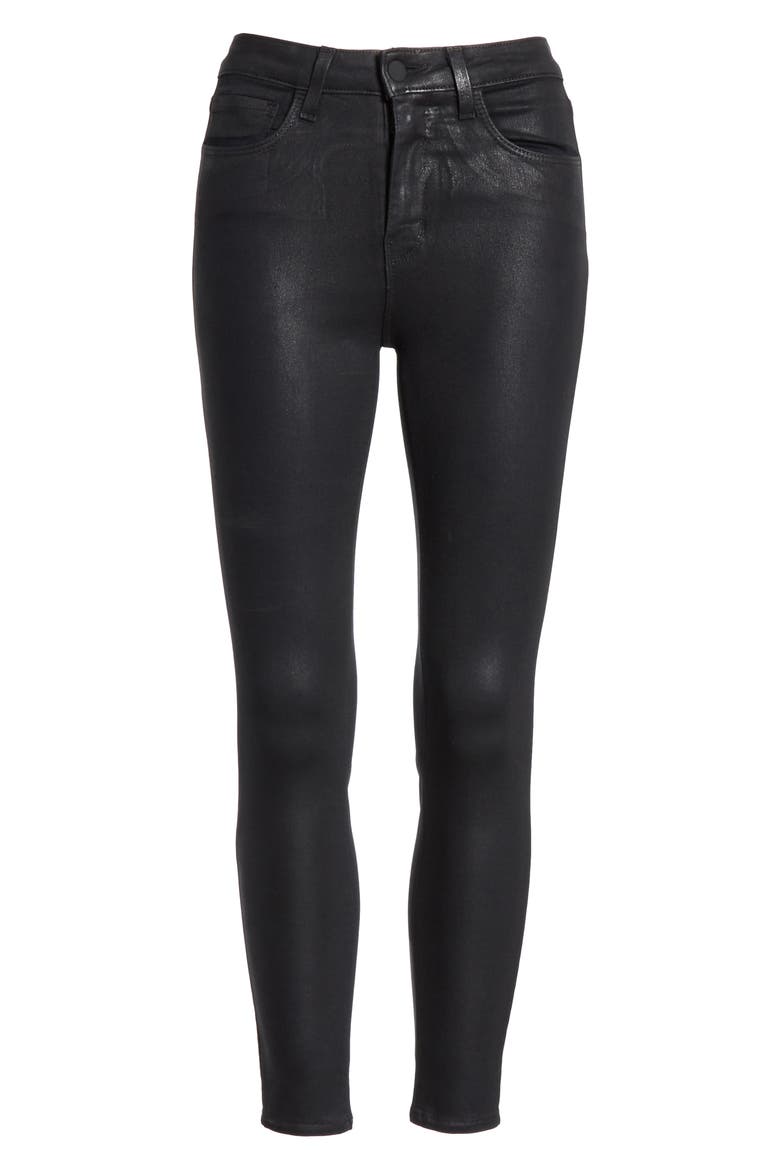Coated High Waist Skinny Jeans, Alternate, color, BLACK COATED
