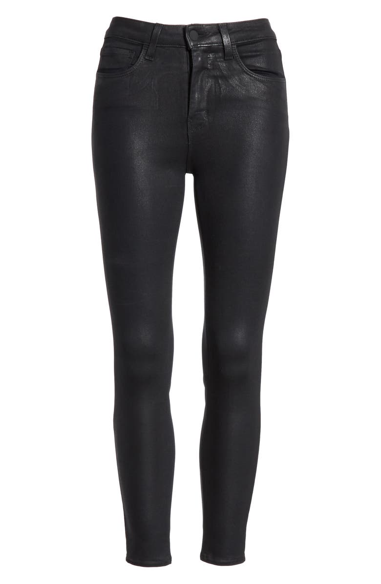 L'AGENCE Coated High Waist Skinny Jeans, Alternate, color, Black Coated