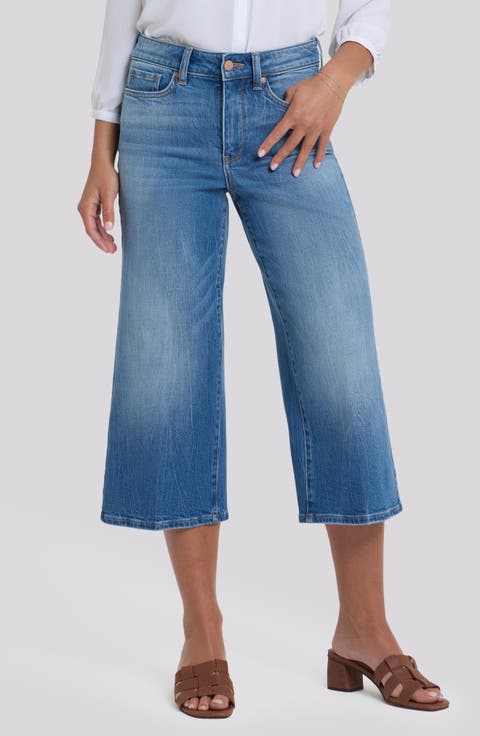 Brigitte High Waist Wide Leg Capri Jeans (Pacifica)