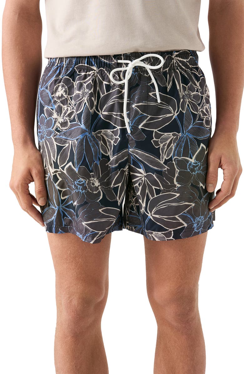Eton Floral Print Swim Trunks, Main, color, 
