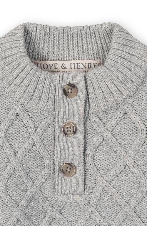 Hope & Henry Kids' Organic Long Sleeve Mock Neck Button Placket Sweater Dress In Gray