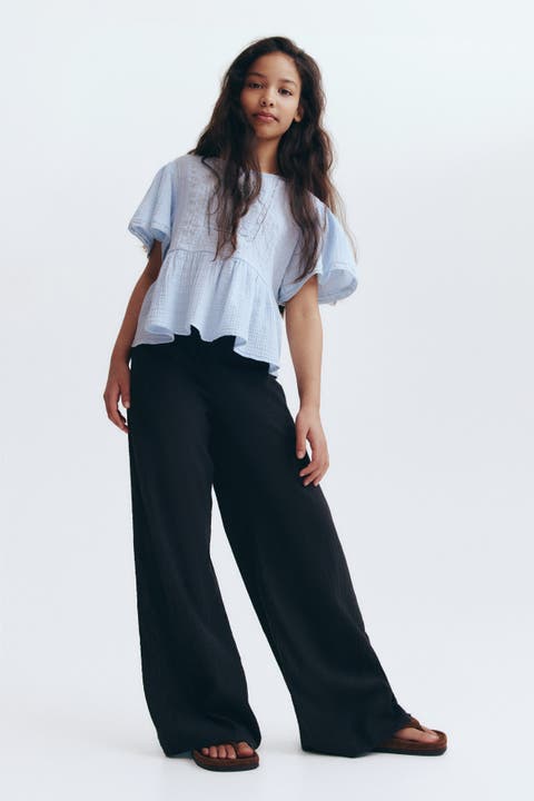 Crinkled Cotton Trousers