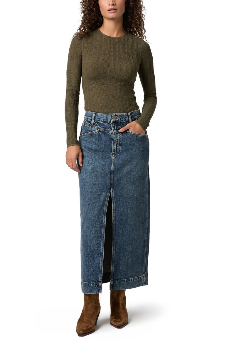 Tayler Denim Maxi Skirt, Alternate, color, READING