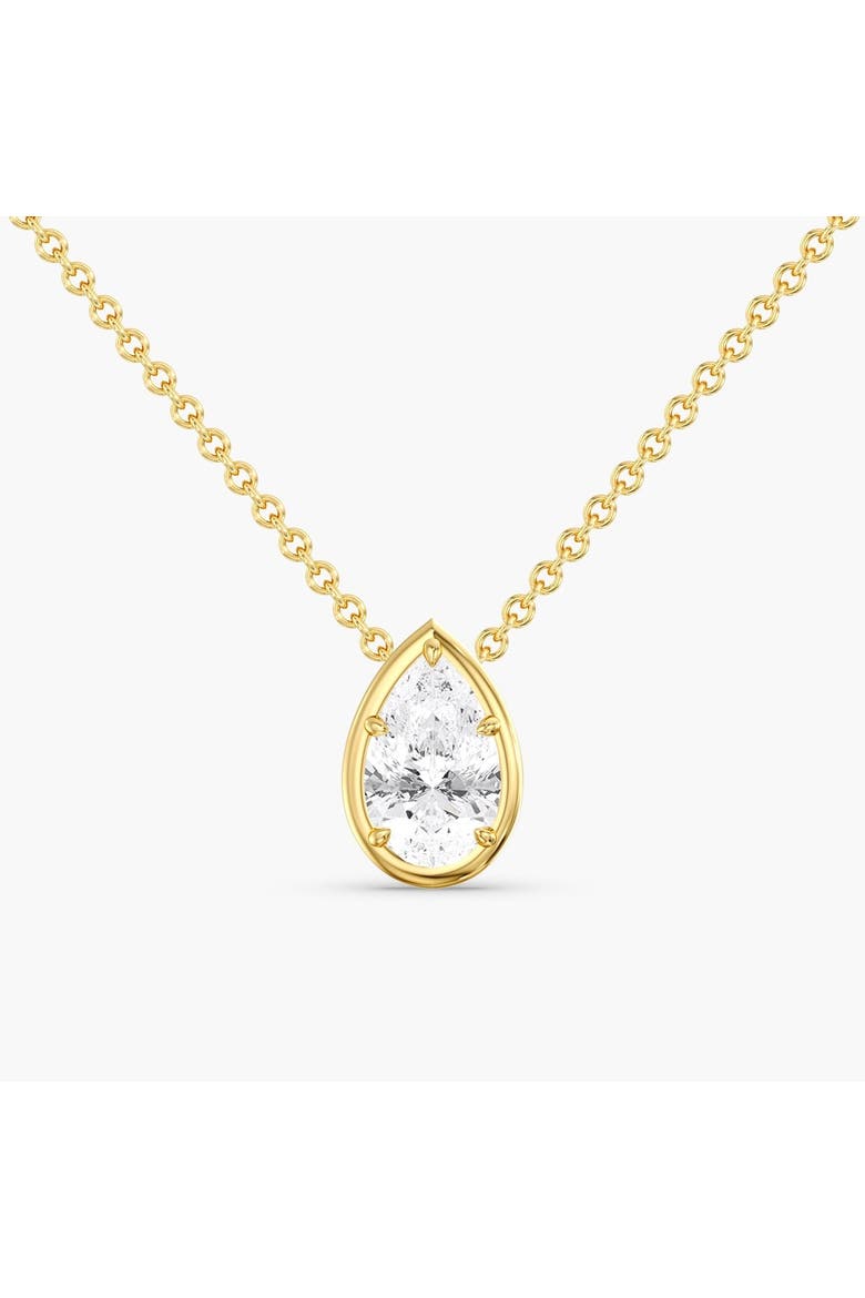 Gold Frame Pear Lab Diamond Pendant Necklace in 14K, Main, color, Yellow Gold