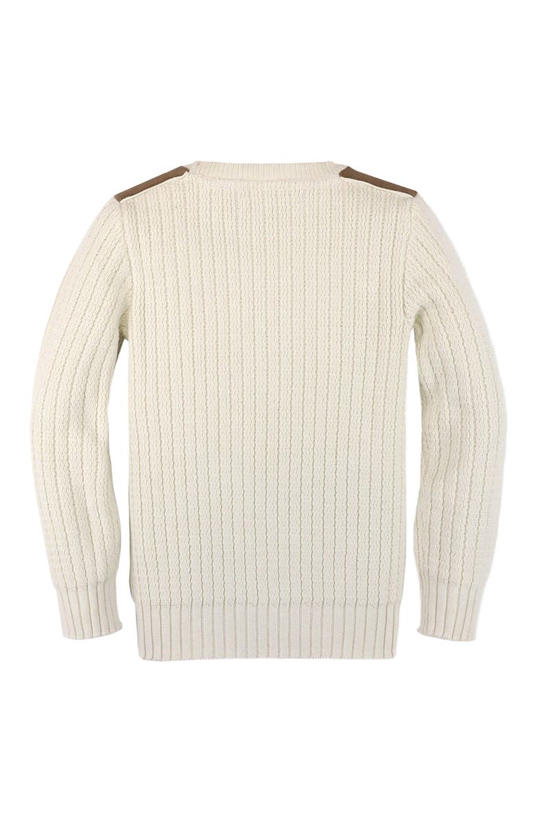 Hope & Henry Boys' Organic Crew Neck Pullover Sweater with Suede Detail, Kids, Alternate, color, 