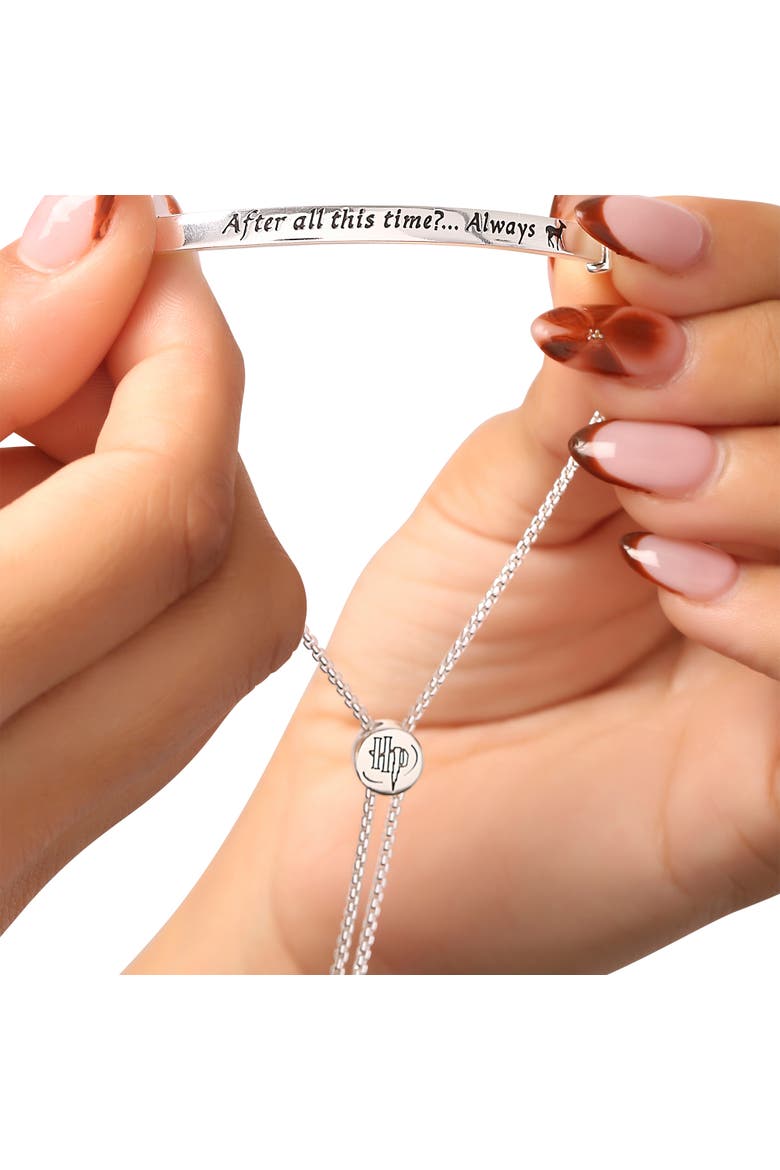Snape's Silver Plated Love Always Bar Lariat Bracelet, 8.5", Alternate, color, Silver