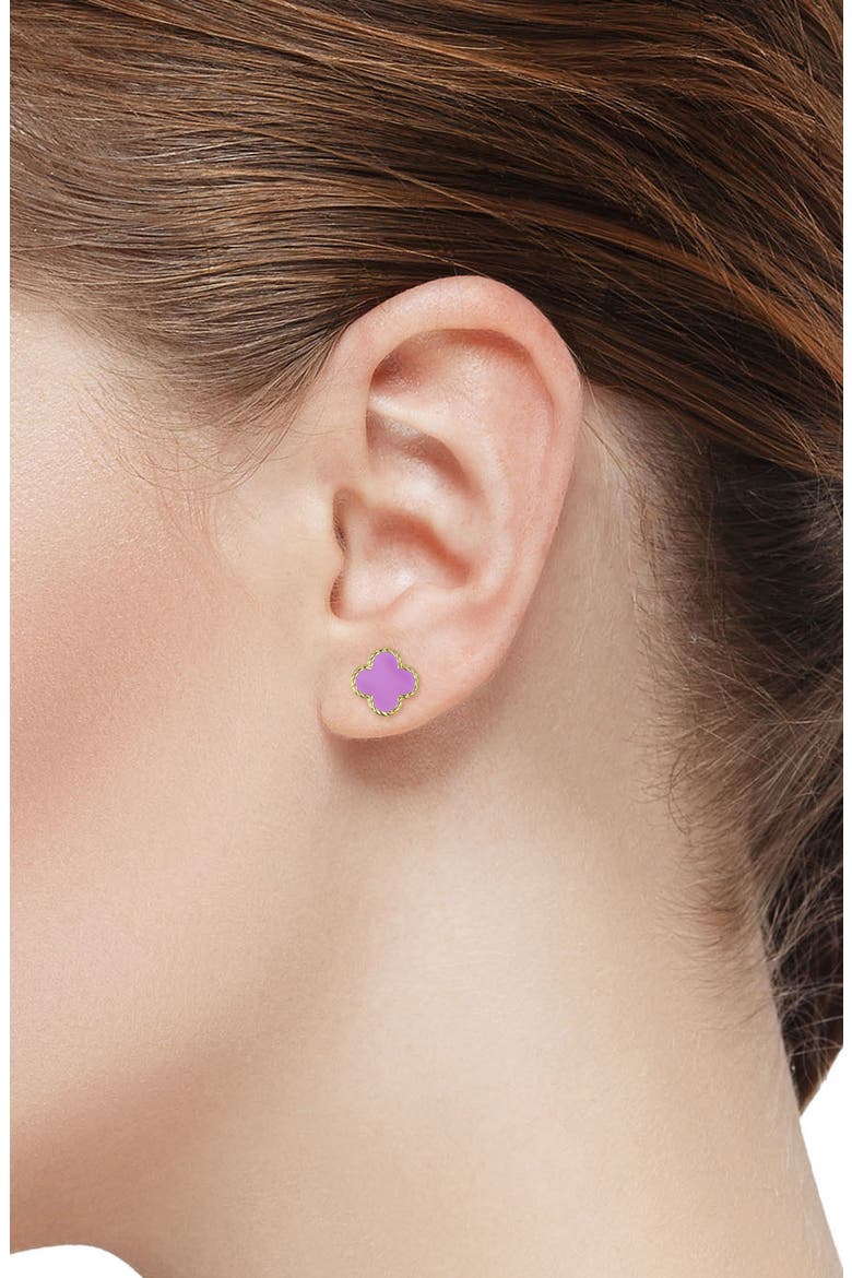 Kids' Clover Stud Earrings, Alternate, color, PURPLE