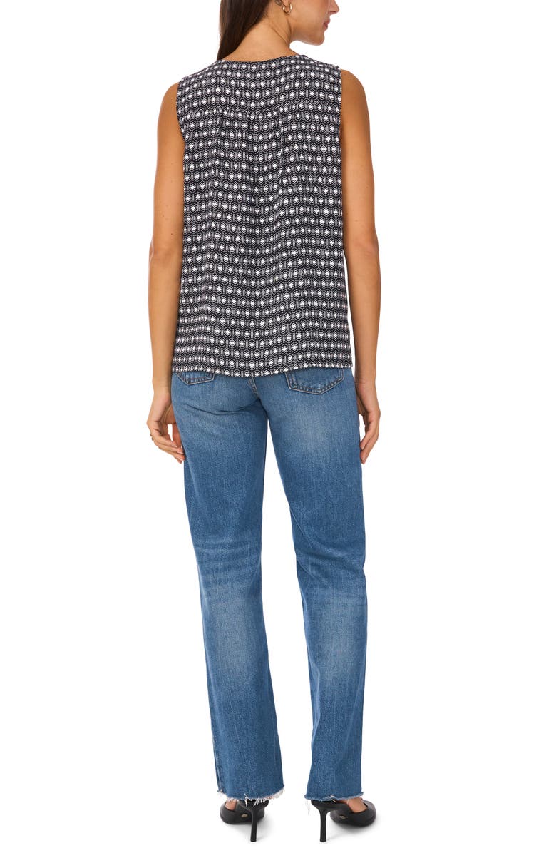 Vince Camuto Geo Print Contrast V-Neck Shell, Alternate, color,