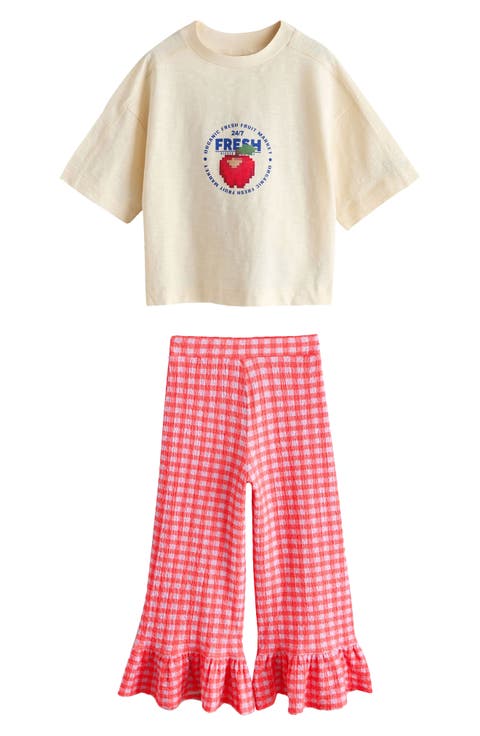 Kids' Graphic T-Shirt & Frill Check Pants (Little Kid & Big Kid)