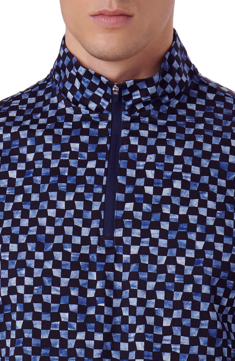 Bugatchi Anthony OoohCotton<sup>®</sup> Warped Check Print Quarter Zip Pullover, Alternate, color, Navy