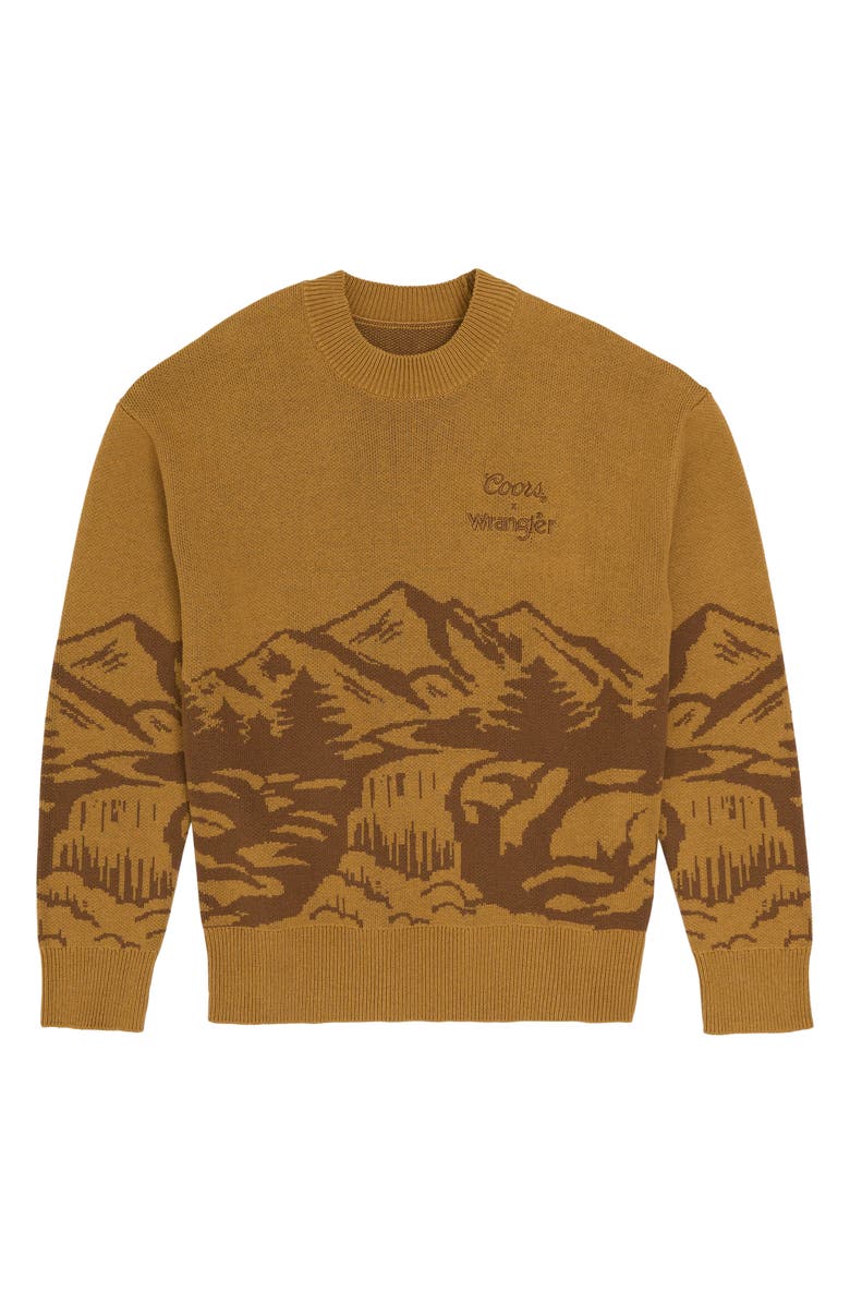 Wrangler x Coors<sup>®</sup> Intarsia Cotton Blend Crewneck Sweater, Alternate, color, Dijon