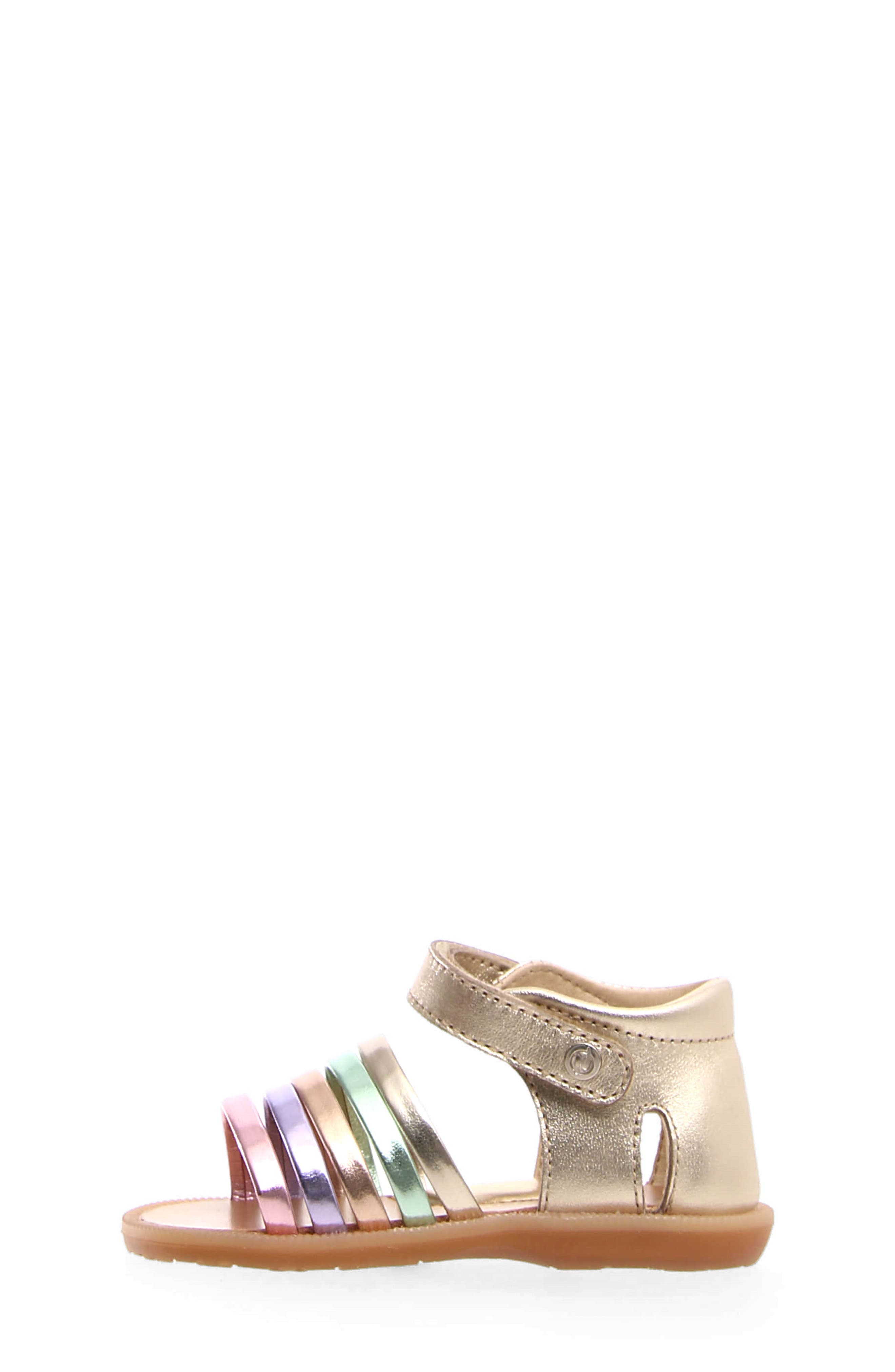 Kids' Rubino Metallic Sandal, Alternate, color, GOLD/ RAINBOW MUTLI