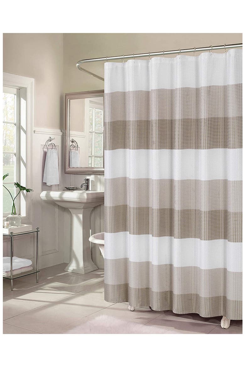 Shades Ombré Waffle Texture Shower Curtain, Main, color, TAUPE