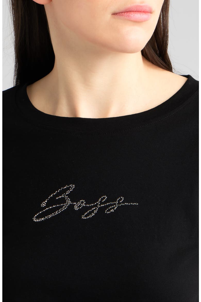 Esogo Crystal Logo Cotton Top, Alternate, color, BLACK