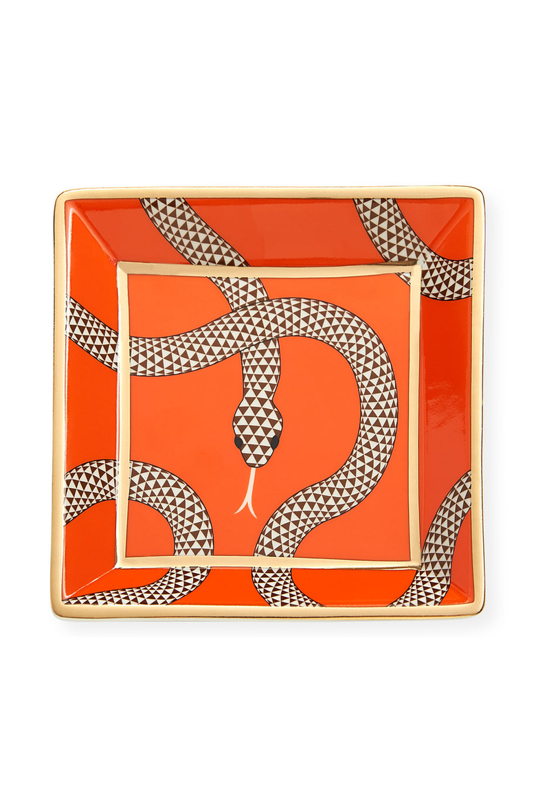 Eden Square Decorative Tray, Main, color, Poppy Orange / Gold