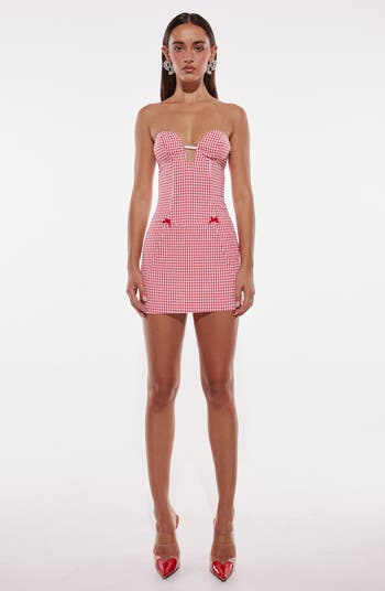 Magen Gingham Strapless Minidress