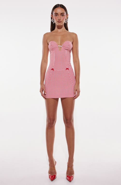 By.dyln Magen Gingham Strapless Minidress In Red