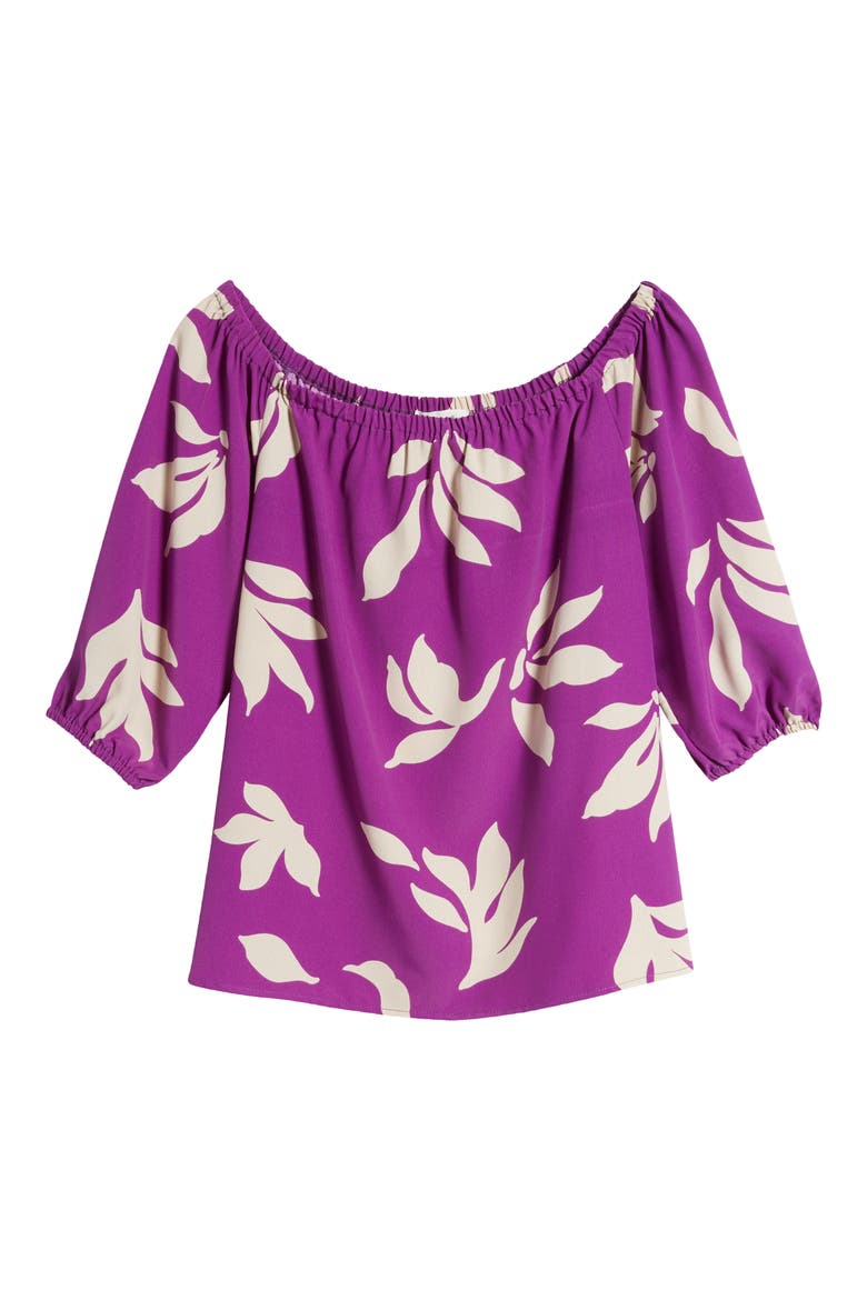 Floral Print Off the Shoulder Top, Alternate, color, VIOLET NATURAL