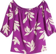 Loveappella Floral Print Off the Shoulder Top