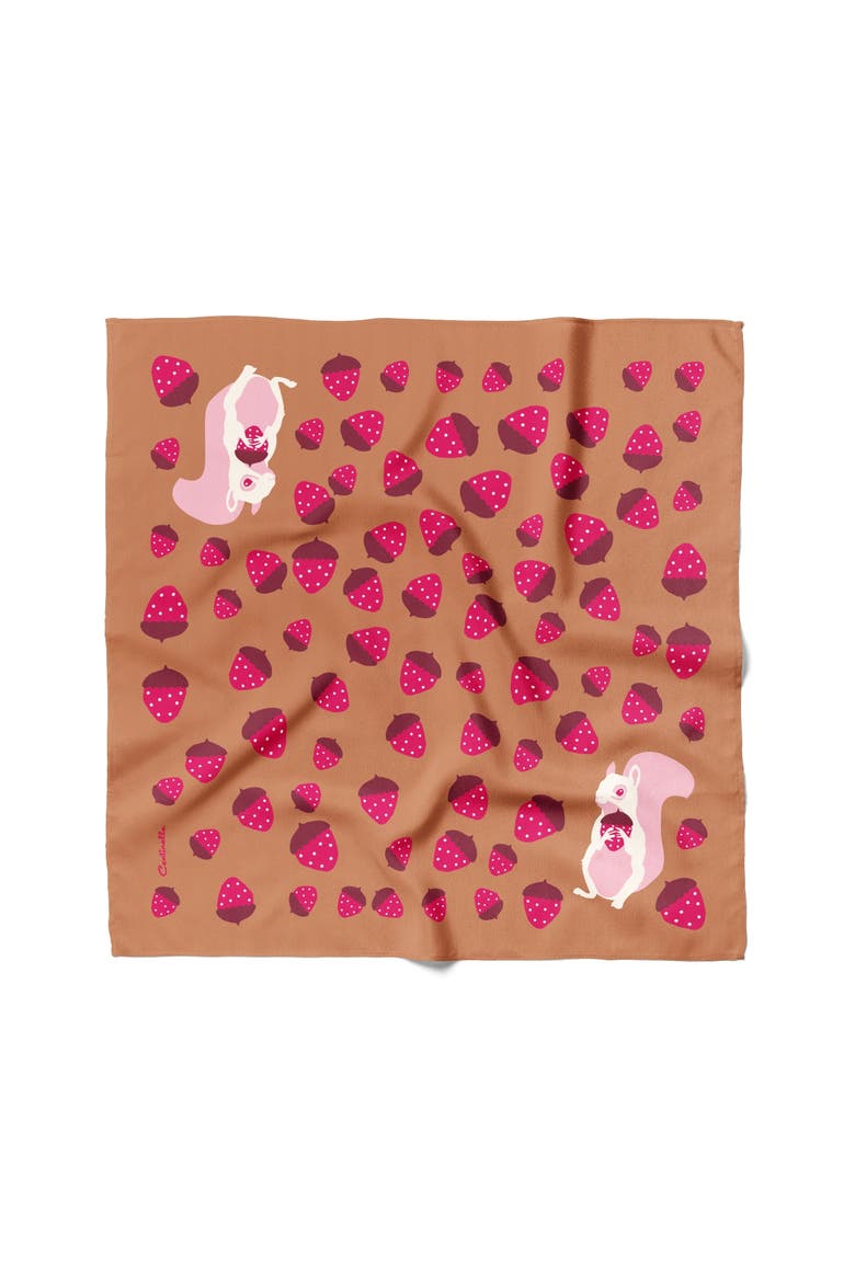 Albino Squirrel  Cotton Silk Bandana, Main, color, Brown