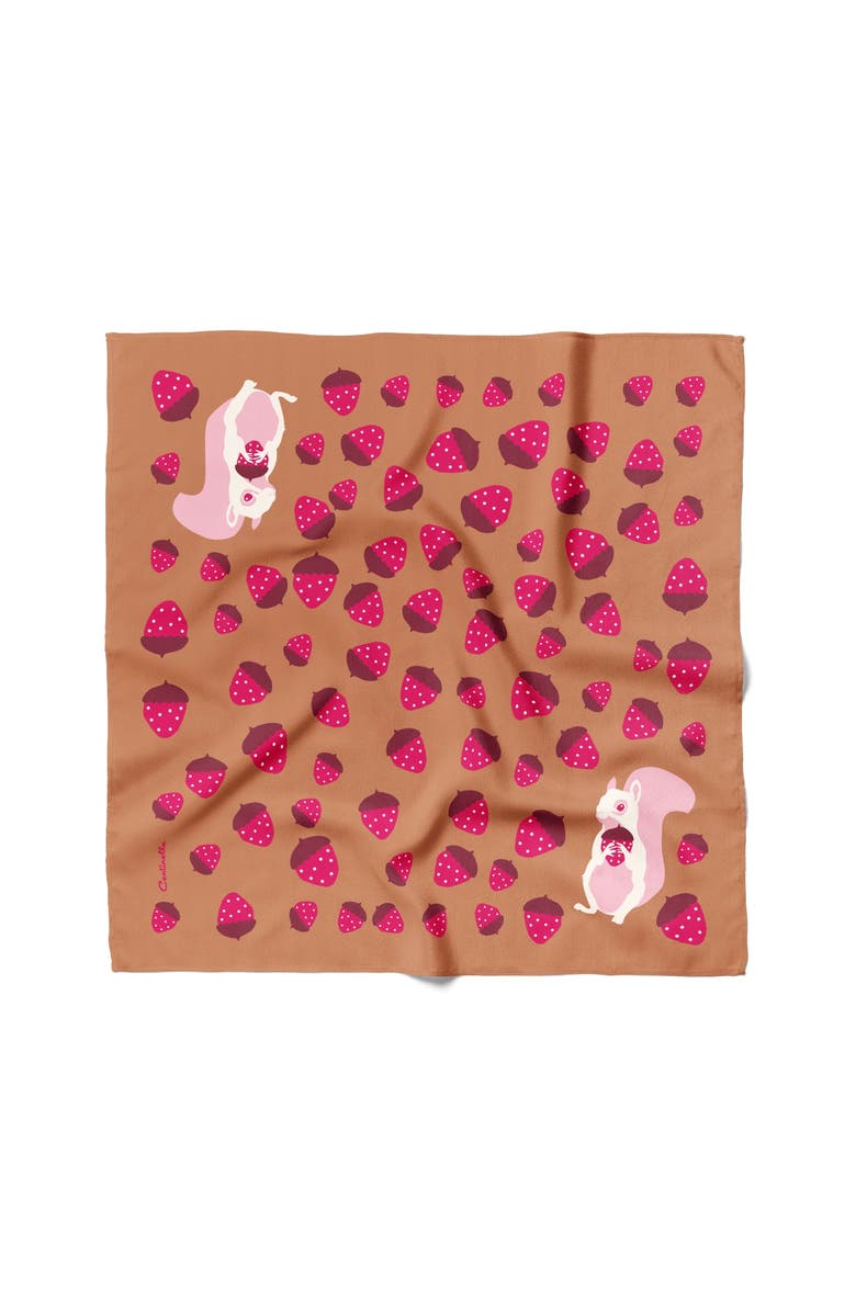 Centinelle Albino Squirrel Cotton Silk Bandana, Main, color, Brown