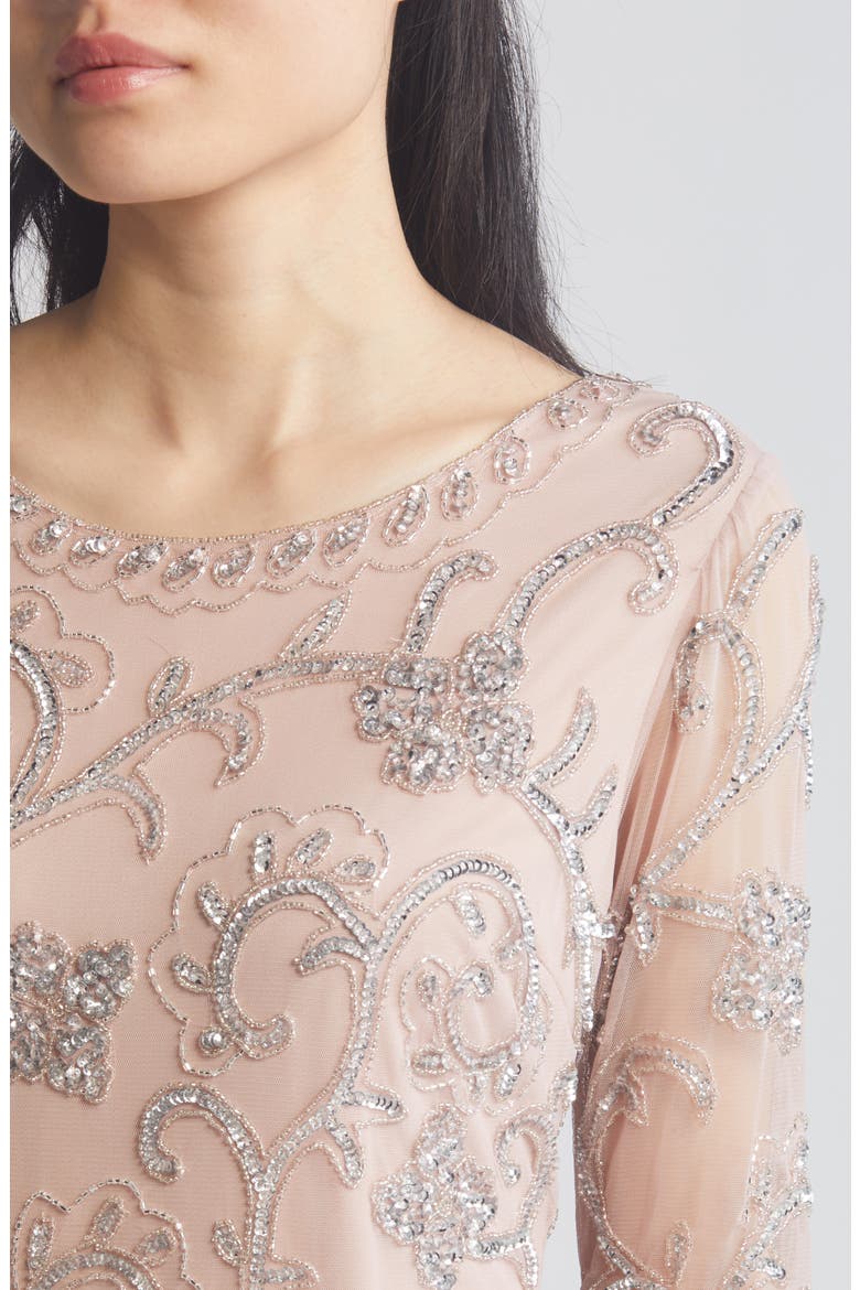 Beaded Chiffon Gown, Alternate, color, LILAC 531