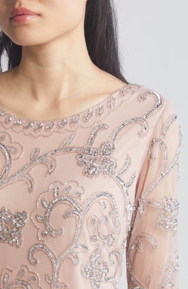 Pisarro Nights Beaded Chiffon Gown, Alternate, color, Lilac 531