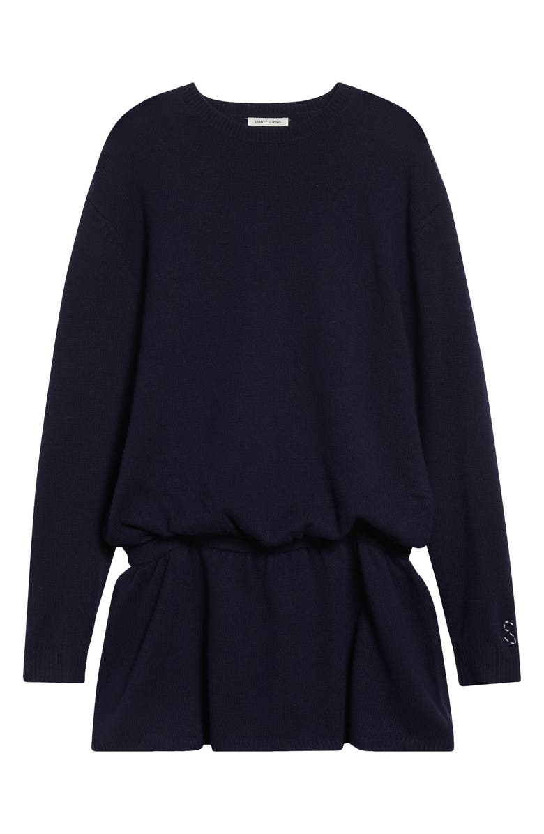 Sandy Liang Kazia Oversize Long Sleeve Sweater Dress, Main, color, Navy