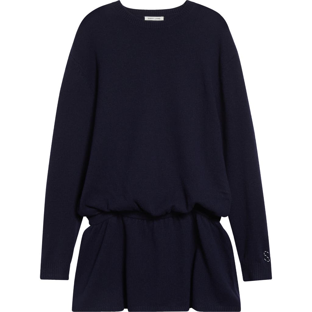 Sandy Liang Kazia Oversize Long Sleeve Sweater Dress In Blue
