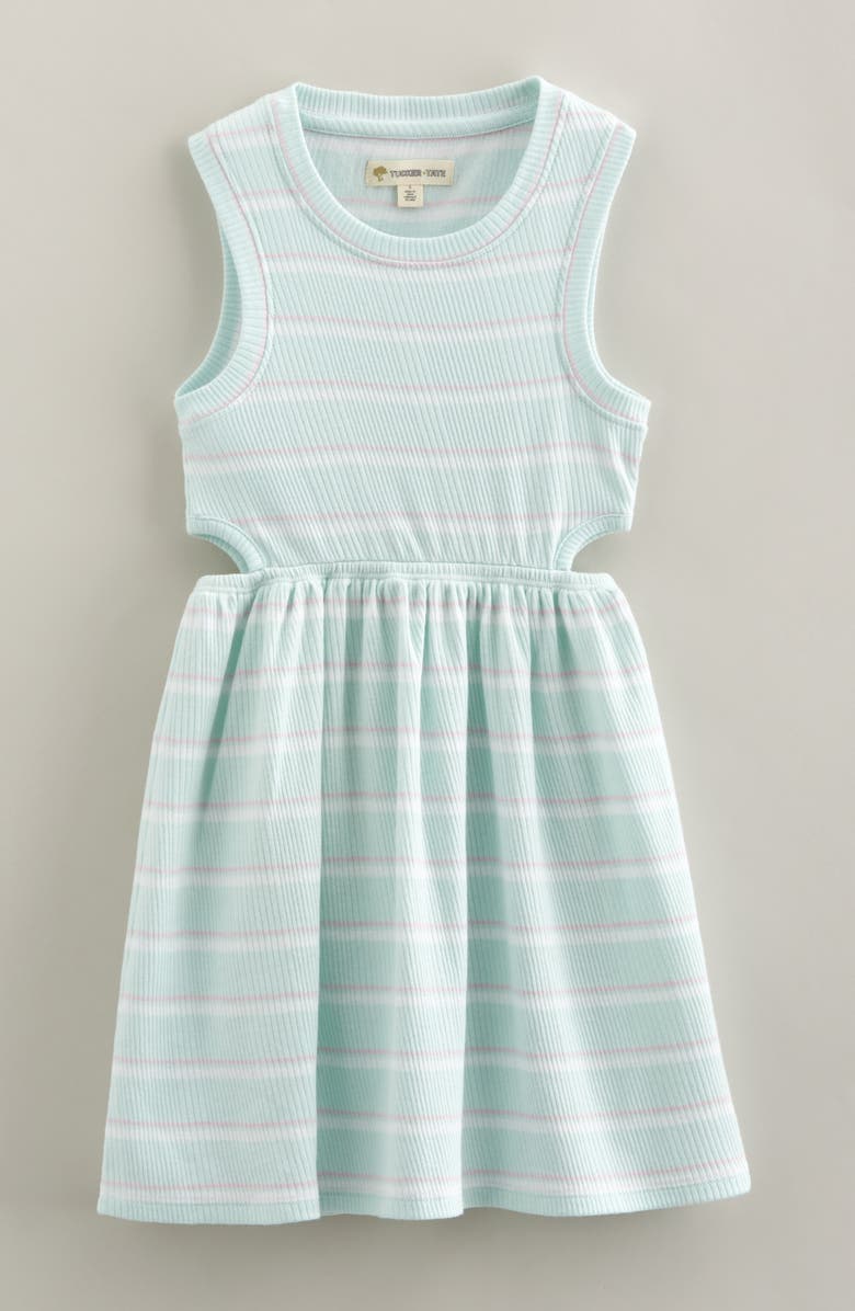Tucker + Tate Kids' Cutout Cotton Rib Dress, Main, color, Blue Saltwater Janie Stripe