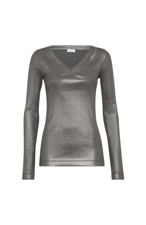 Brunello Cucinelli Sparkling Jersey T-shirt In Gray