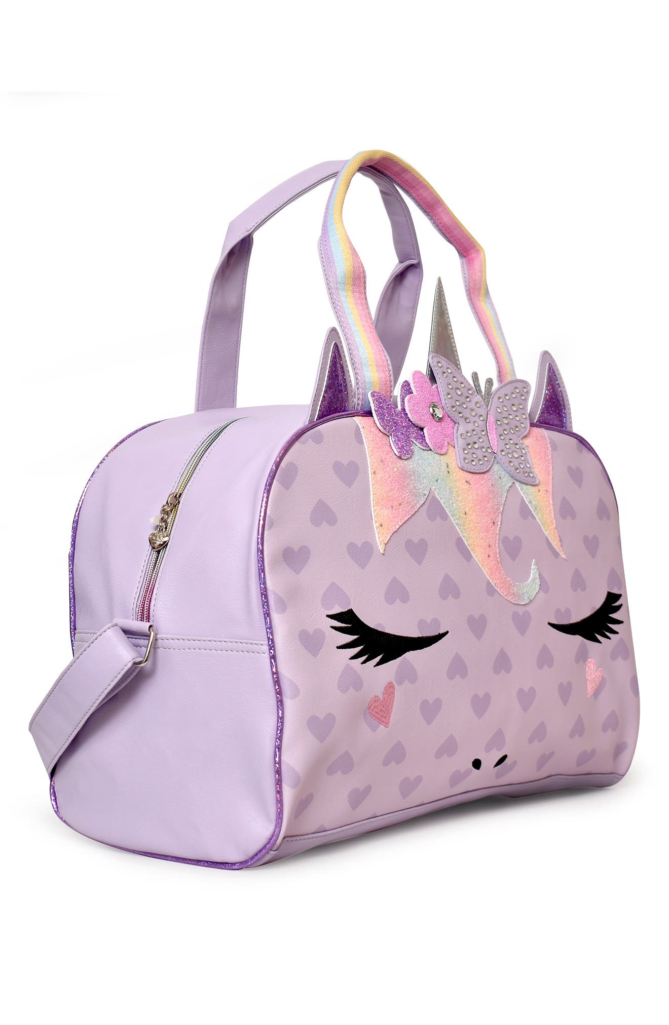OMG Accessories Kids' Miss Gwen Butterfly Glitter Crown Duffle, Alternate, color, 